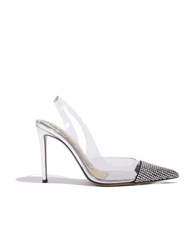 Alexandre Vauthier Amber Crystal-embellished Slingback Pumps In White