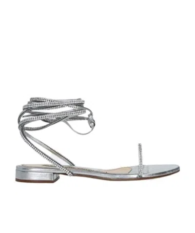Alexandre Vauthier Amina Crystal-embellished Leather Sandals In Silver