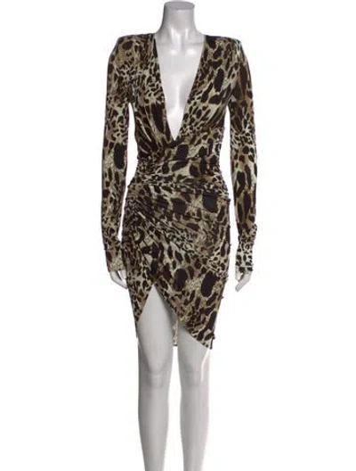 Pre-owned Alexandre Vauthier Animal Print Knee-length Dress In Brown