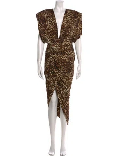 Pre-owned Alexandre Vauthier Animal Print Long Dress In Brown