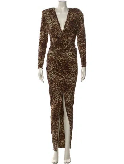Pre-owned Alexandre Vauthier Animal Print Long Dress W/ Tags In Neutral