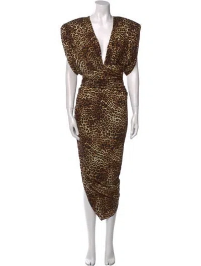 Pre-owned Alexandre Vauthier Animal Print Midi Length Dress In Brown