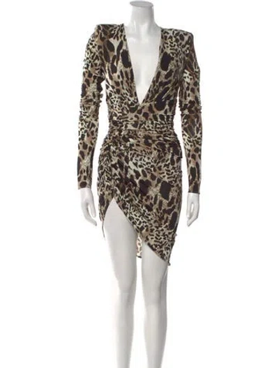 Pre-owned Alexandre Vauthier Animal Print Midi Length Dress W/ Tags In Brown