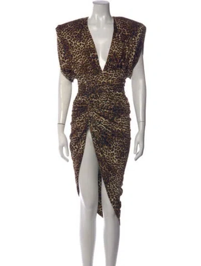 Pre-owned Alexandre Vauthier Animal Print Midi Length Dress W/ Tags In Brown
