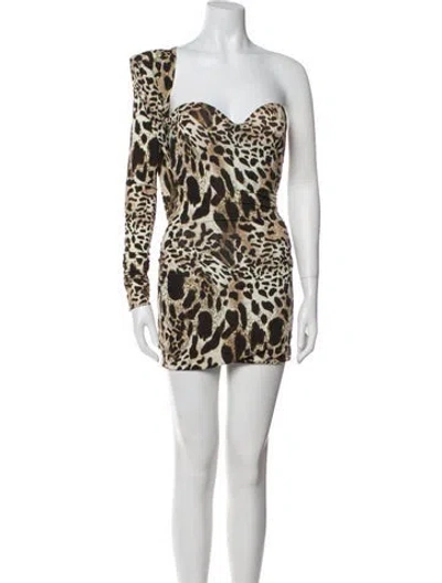 Pre-owned Alexandre Vauthier Animal Print Mini Dress W/ Tags In Brown