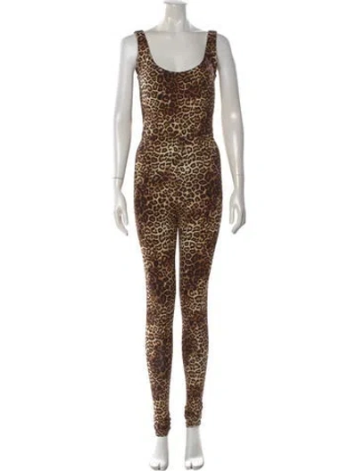 Pre-owned Alexandre Vauthier Animal Print Scoop Neck Jumpsuit W/ Tags In Neutral
