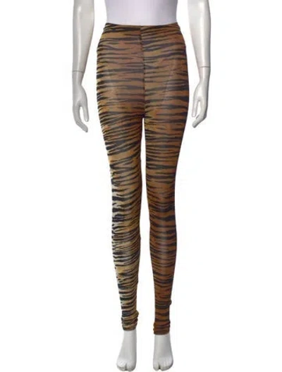 Pre-owned Alexandre Vauthier Animal Print Skinny Leg Pants In Brown