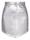 Alexandre Vauthier Asymmetric-denim Mini Skirt In Metallic