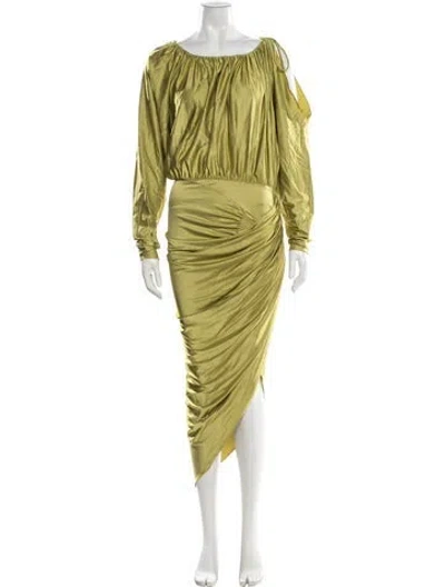 Pre-owned Alexandre Vauthier Asymmetrical Long Dress In Green