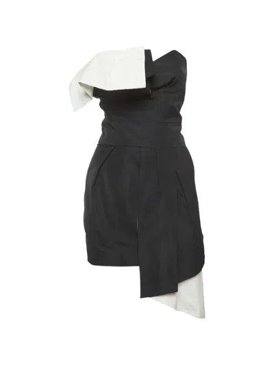 Pre-owned Alexandre Vauthier Asymmetrical Pleated Mini Dress In Black
