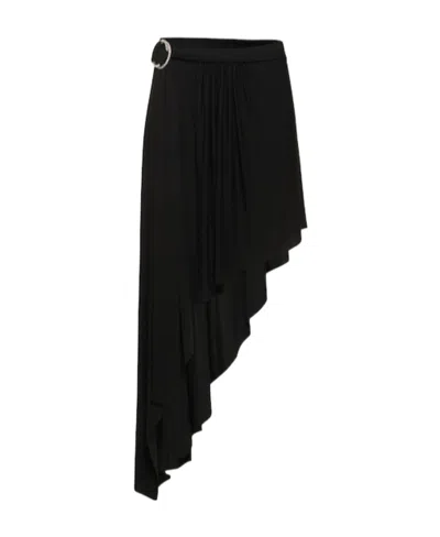 Alexandre Vauthier Asymmetrical Waistline Muslin Mid-length Skirt In Black