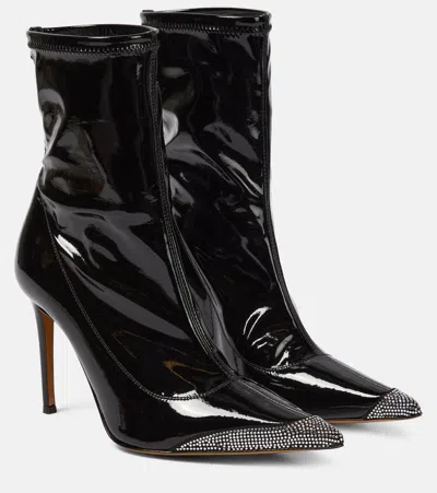 Alexandre Vauthier Avi Embellished Faux Leather Ankle Boots In Black