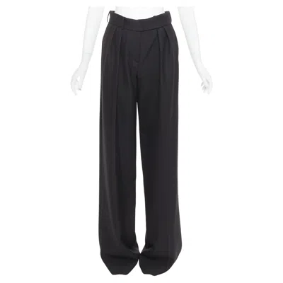 Pre-owned Alexandre Vauthier Aw2021 Black Double Front Dart Wide Leg Pants