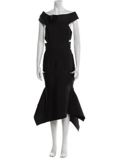 Pre-owned Alexandre Vauthier Bateau Neckline Long Dress In Black