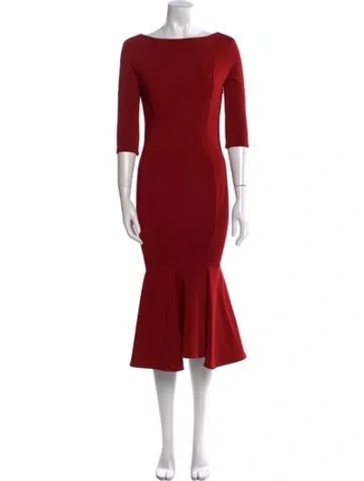 Pre-owned Alexandre Vauthier Bateau Neckline Midi Length Dress In Red