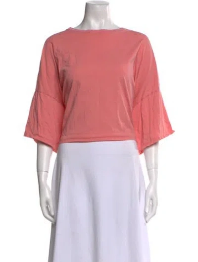 Pre-owned Alexandre Vauthier Bateau Neckline Three-quarter Sleeve Crop Top In Pink