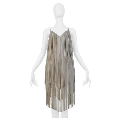 Pre-owned Alexandre Vauthier Beige Fringe Mini Dress In Brown