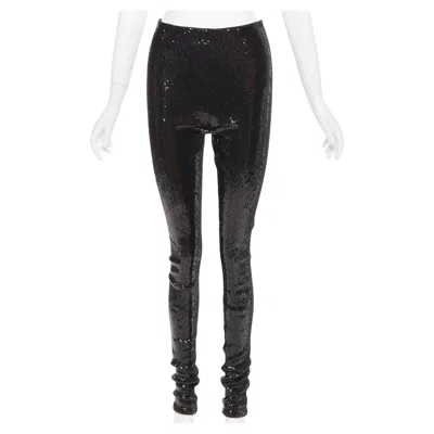 Pre-owned Alexandre Vauthier Black Pailette Sequins Stretchy Legging Pants