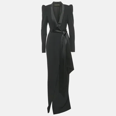 Alexandre Vauthier Black Satin Collar Crepe Tailored Long Dress