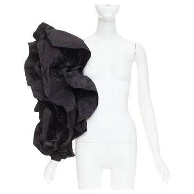 Pre-owned Alexandre Vauthier Black Taffeta Voluminous Ruffle Dramatic Single Sleeve Xs