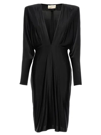 ALEXANDRE VAUTHIER BLACK V-NECK JERSEY DRESS