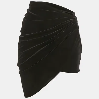 Alexandre Vauthier Black Velvet Draped Asymmetric Skirt