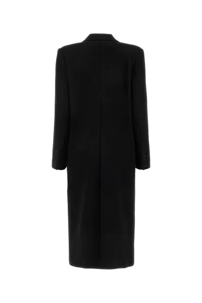 ALEXANDRE VAUTHIER BLACK WOOL BLEND COAT