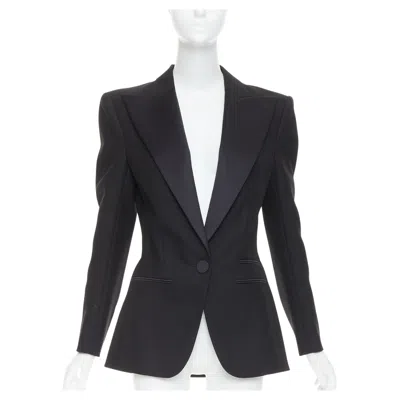 Pre-owned Alexandre Vauthier Black Wool Satin Peak Lapel Single Breasted Tuxedo Blazer