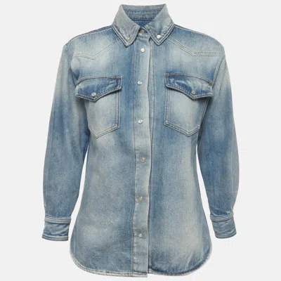 Pre-owned Alexandre Vauthier Blue Denim Long Sleeve Shirt S