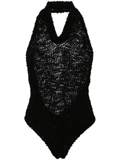 Alexandre Vauthier Open-back Crochet Bodysuit In Black