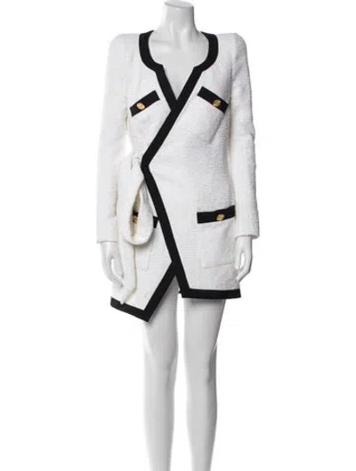 Pre-owned Alexandre Vauthier Colorblock Pattern Mini Dress In White