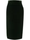Alexandre Vauthier Velvet Knee-length Pencil Skirt With High Waist In Green