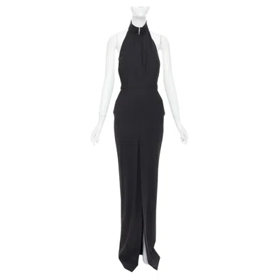Pre-owned Alexandre Vauthier Couture Aw2018 Runway Black High Open Back Slit Front Gown