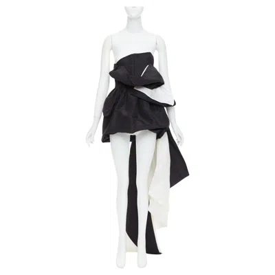Pre-owned Alexandre Vauthier Couture Aw2018 Runway Exaggerated Bow Draped Asymmetric Gown In Gray