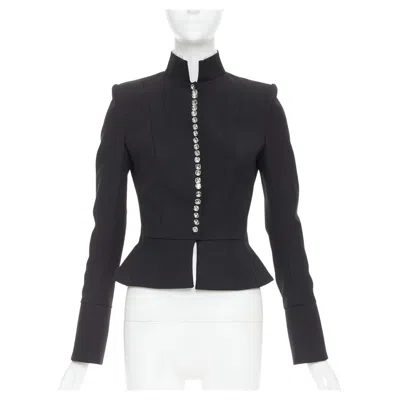Pre-owned Alexandre Vauthier Couture Aw2018 Runway Twill Cropped Officer Jacket Fr36 S In Black