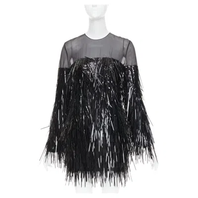 Pre-owned Alexandre Vauthier Couture Aw2022 Runway Black Long Paillette Sequin Sheer Dress