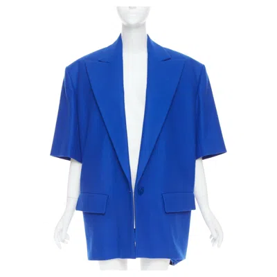 Pre-owned Alexandre Vauthier Couture Aw2022 Runway Blue Short Sleeve Oversized Blazer