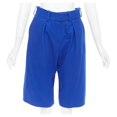 Pre-owned Alexandre Vauthier Couture Aw2022 Runway Blue Wool Felt Wide Bermuda Shorts