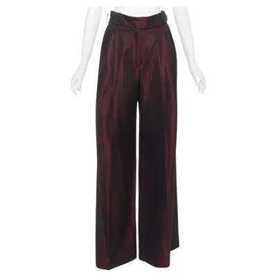 Pre-owned Alexandre Vauthier Couture Aw2022 Runway Bordeaux Red High Waist Wide Leg Pants