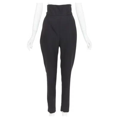 Pre-owned Alexandre Vauthier Couture Black Crepe High Waisted Waistband Harem Pants