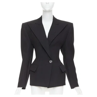 Pre-owned Alexandre Vauthier Couture Black Wasp Waist Power Padded Shoulder Blazer Jacket