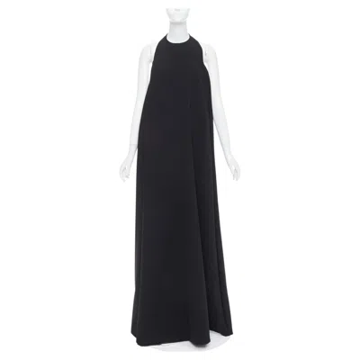 Pre-owned Alexandre Vauthier Couture Crepe Halter Neck Cowl Back Voluminous Maxi Gown In Black