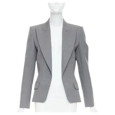 Pre-owned Alexandre Vauthier Couture Grey Wooly Peak Lapel Single Breasted Blazer Jacket In Gray