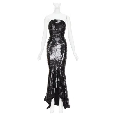 Pre-owned Alexandre Vauthier Couture Runway Black Sequin Strapless Corseted Mermaid Gown