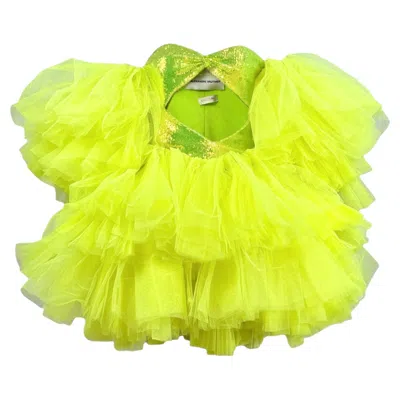 Pre-owned Alexandre Vauthier Couture Spring 2023 Look 33 Mini Yellow Tulle Paillette Dress