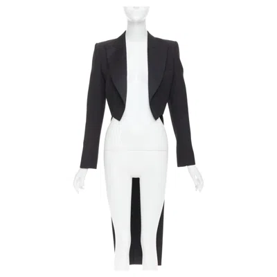 Pre-owned Alexandre Vauthier Couture Ss2020 Runway Satin Lapel Tailcoat Tuxedo Blazer In Black