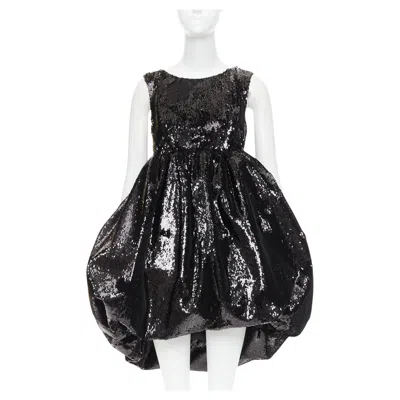 Pre-owned Alexandre Vauthier Couture Ss2025 Runway Black Sequinned Tulle Puff Bubble Dress