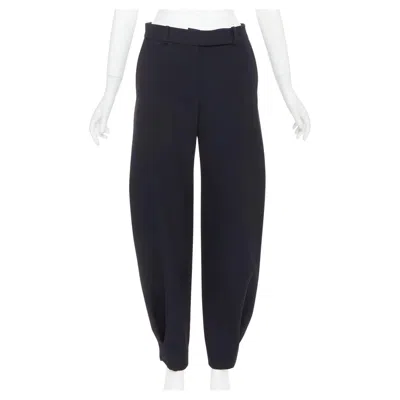 Pre-owned Alexandre Vauthier Couture Ss2025 Runway Navy Cuffed Hem Balloon Harem Pants In Blue