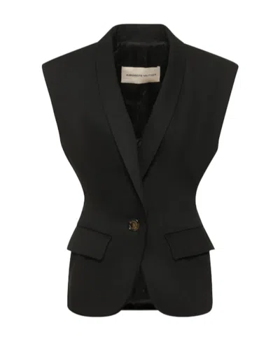 Alexandre Vauthier Couture Twill Single-breasted Vest In Black