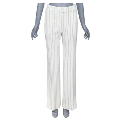 Pre-owned Alexandre Vauthier Couture Wool Crystal Pinstripe Straight Leg Pants Fr36 S In Gray